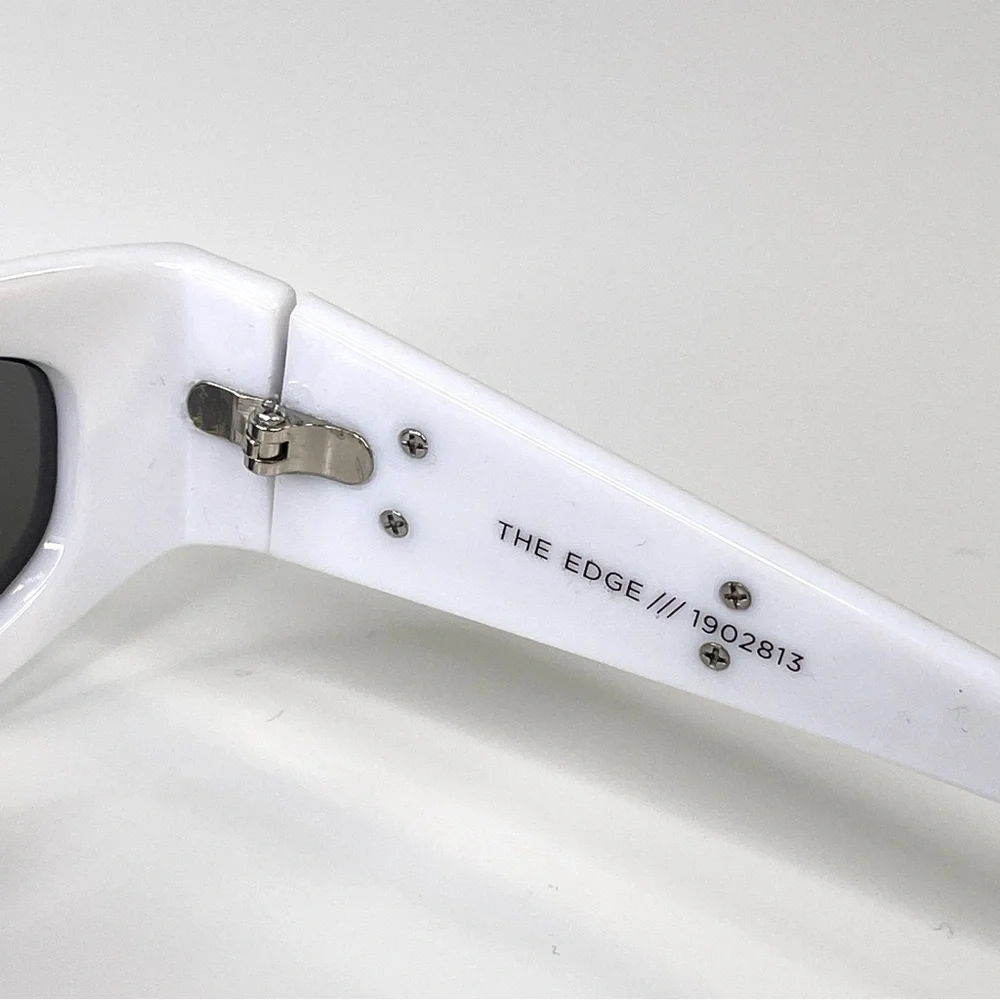 LE SPECS Adam Selman The Edge Sunglasses NEW White WIth Blue Mirror Lenses